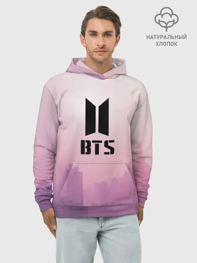 Худи мужской базовый хлопок с принтом «BTS»