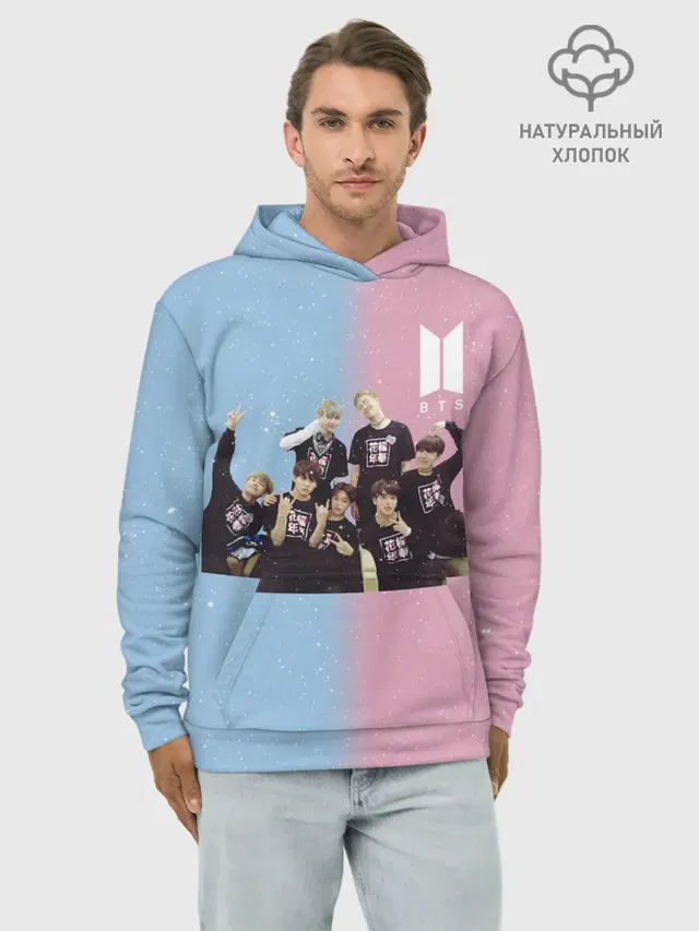 Худи мужской базовый хлопок с принтом «BTS»