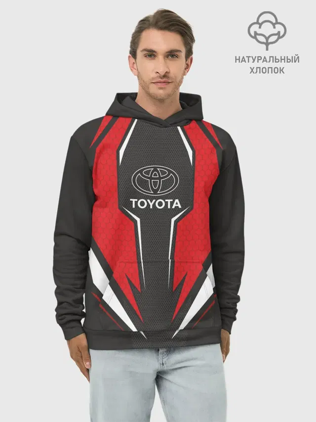 Худи мужской базовый хлопок с принтом «Тойота — Toyota Driver team Red»
