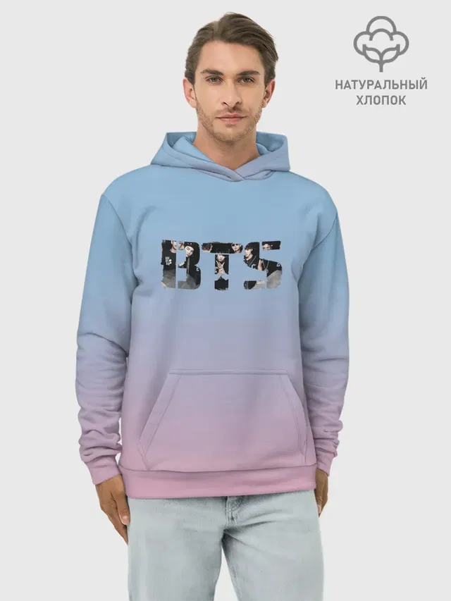 Худи мужской базовый хлопок с принтом «BTS»