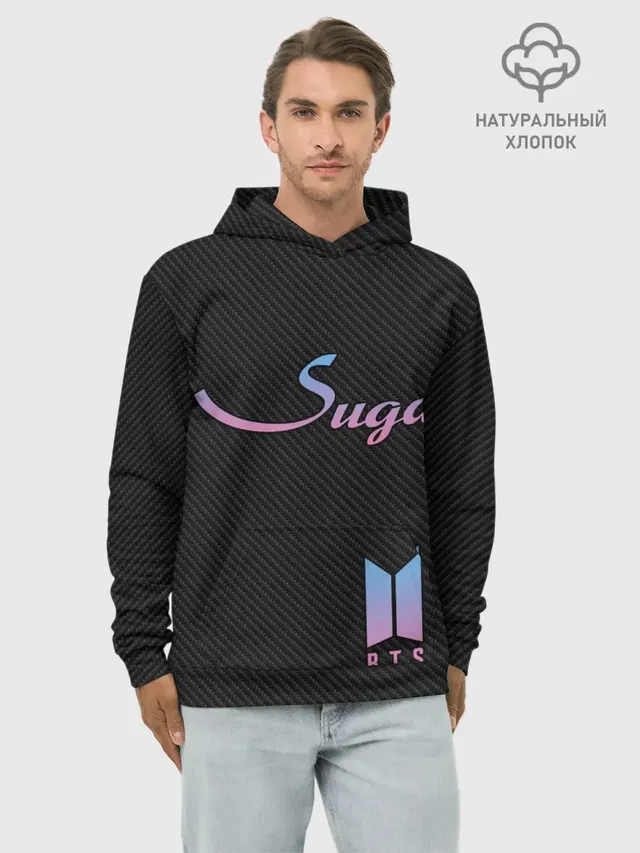 Худи мужской базовый хлопок с принтом «BTS — BTS Suga»