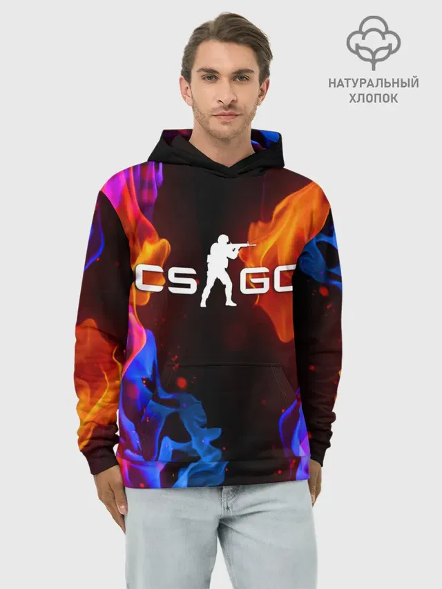 Худи мужской базовый хлопок с принтом «Counter-Strike — CS:GO FIRE»