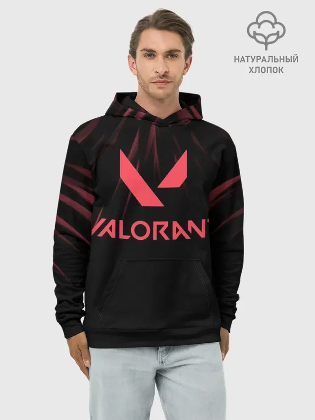 Худи мужской базовый хлопок с принтом «Valorant Logo»