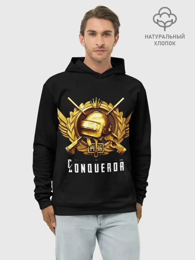 Худи мужской базовый хлопок с принтом «Завоеватель PUBG»