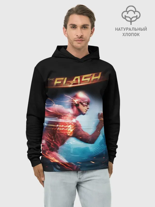 Худи мужской базовый хлопок с принтом «Флэш — The Flash»
