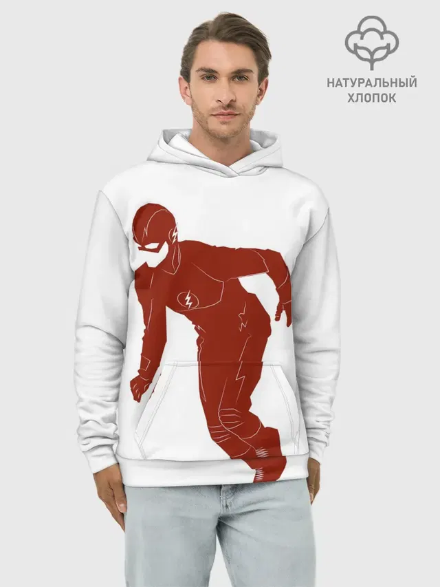 Худи мужской базовый хлопок с принтом «Флэш — The Flash»