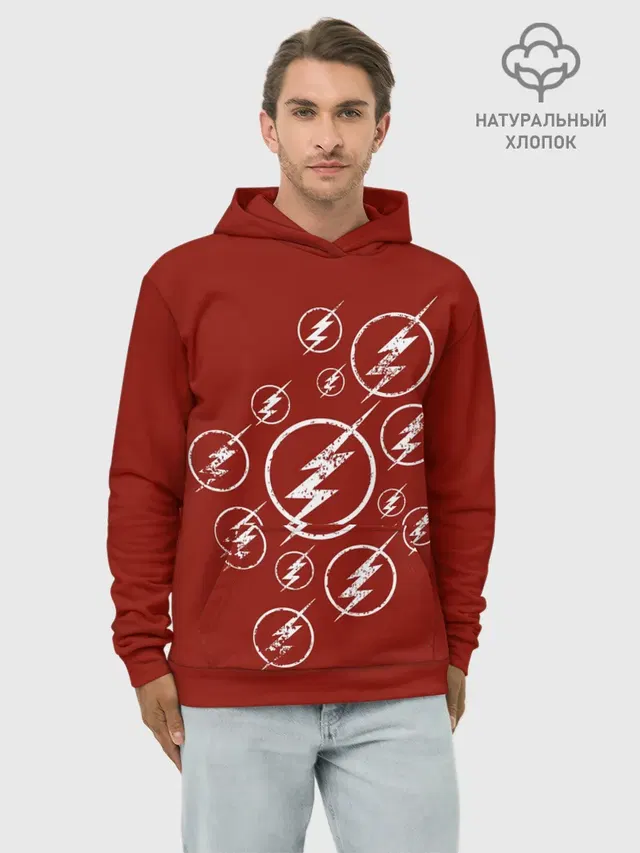 Худи мужской базовый хлопок с принтом «Флэш — The Flash Logo»