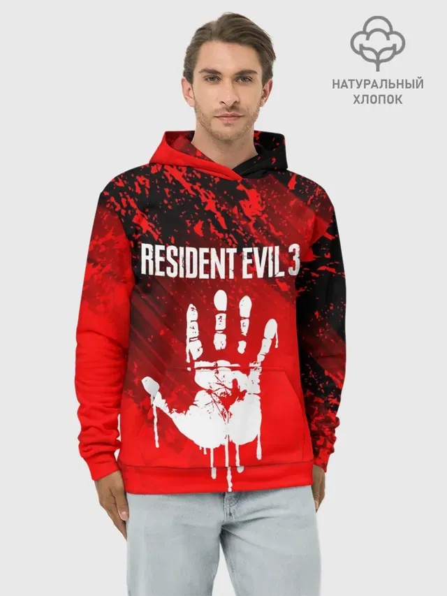 Худи мужской базовый хлопок с принтом «Resident Evil 3»