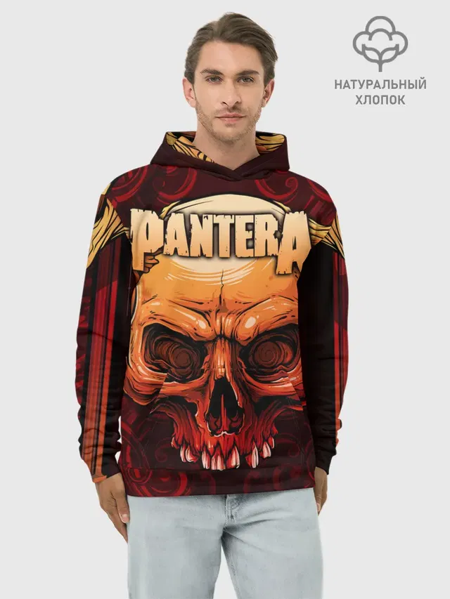 Худи мужской базовый хлопок с принтом «Разный рок — Pantera»