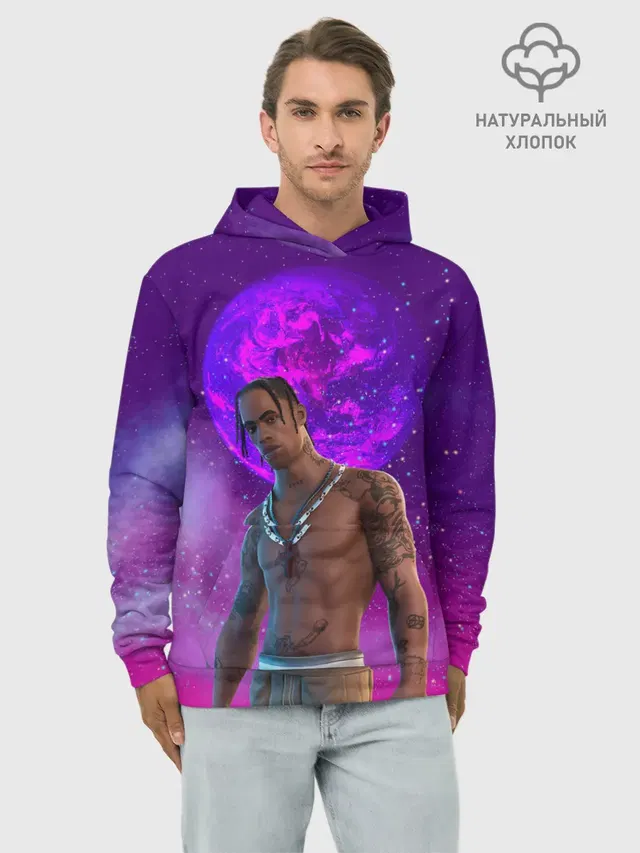 Худи мужской базовый хлопок с принтом «Трэвис Скотт — Travis Scott, Fortnite»