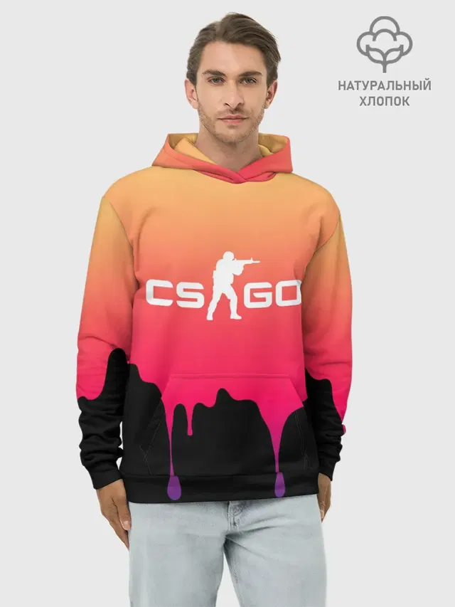 Худи мужской базовый хлопок с принтом «Counter-Strike — CS GO GRADIENT»