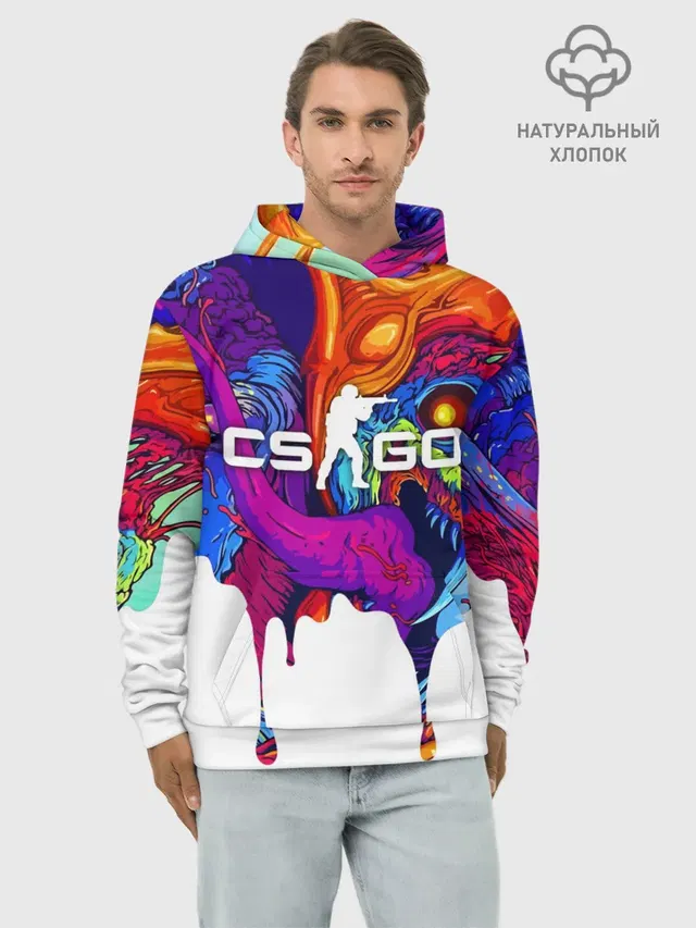 Худи мужской базовый хлопок с принтом «Counter-Strike — CS GO HYPER BEAST»
