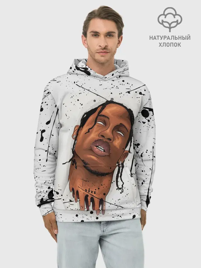 Худи мужской базовый хлопок с принтом «Трэвис Скотт — TRAVIS SCOTT»