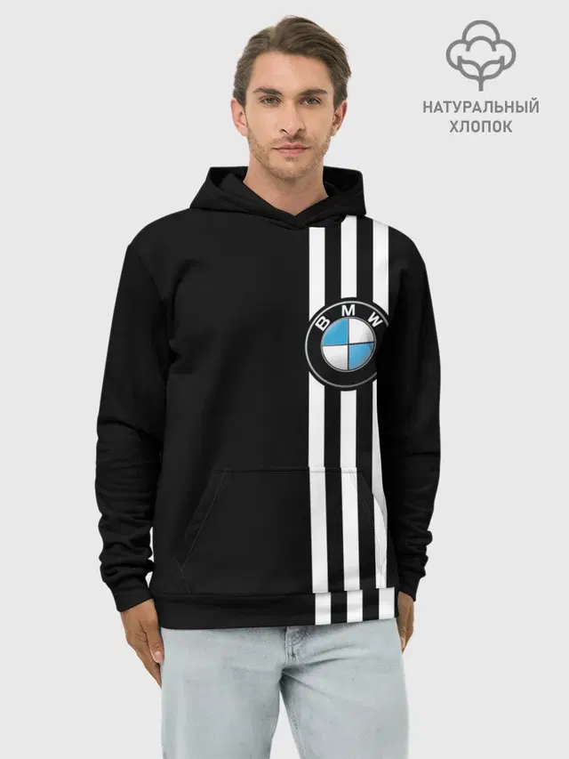 Худи мужской базовый хлопок с принтом «BMW — BMW SPORT»