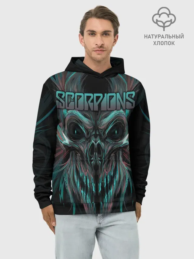 Худи мужской базовый хлопок с принтом «Scorpions»