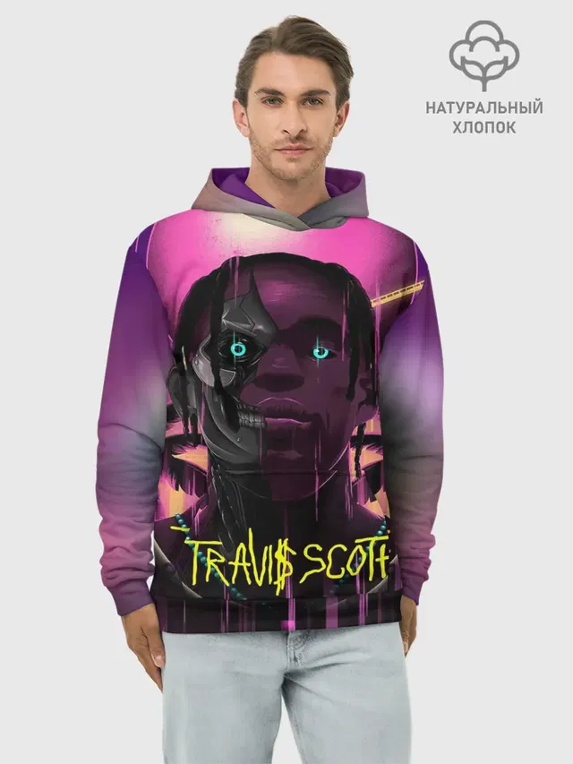 Худи мужской базовый хлопок с принтом «Трэвис Скотт — TRAVIS SCOTT+FORTNITE»