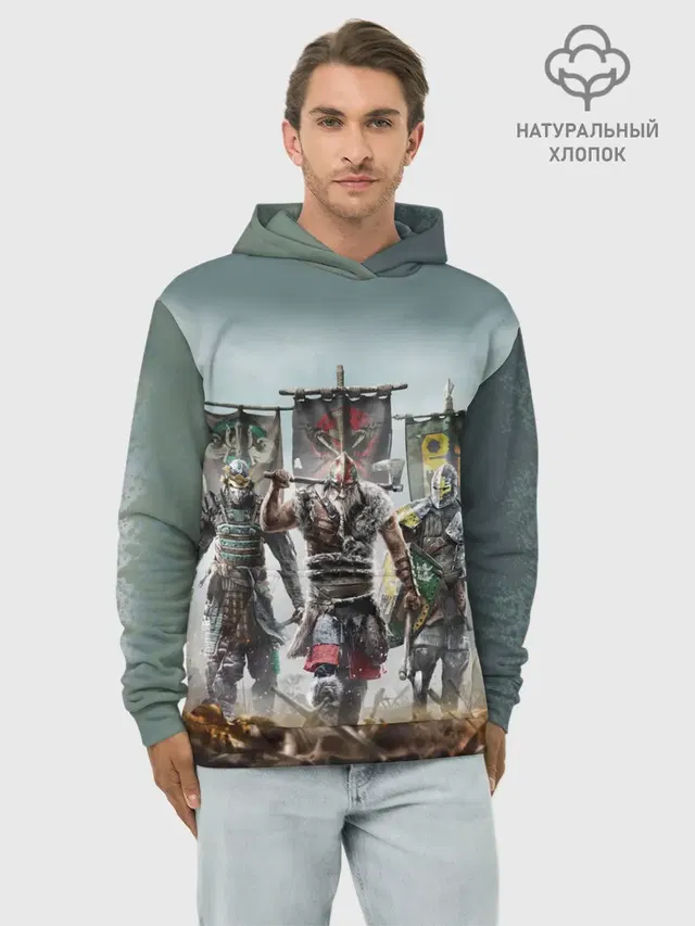 Худи мужской базовый хлопок с принтом «Разные игры — For Honor»