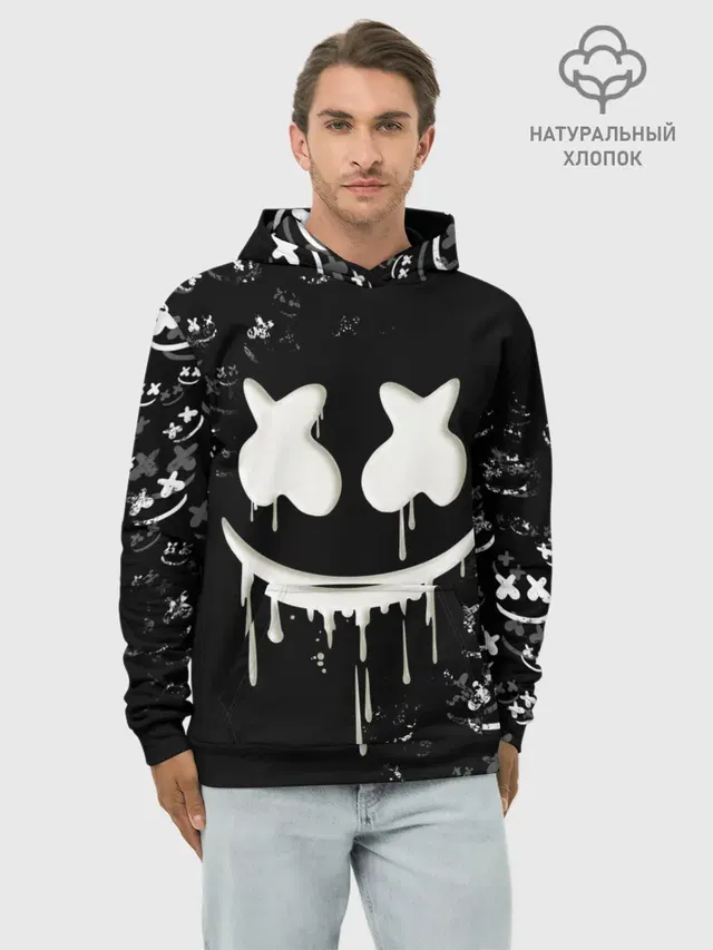 Худи мужской базовый хлопок с принтом «Marshmello»
