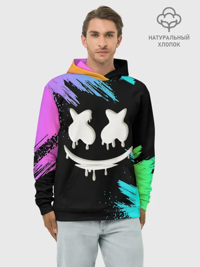 Худи мужской базовый хлопок с принтом «Marshmello»
