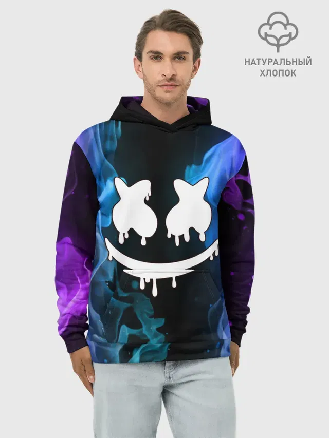 Худи мужской базовый хлопок с принтом «Marshmello»