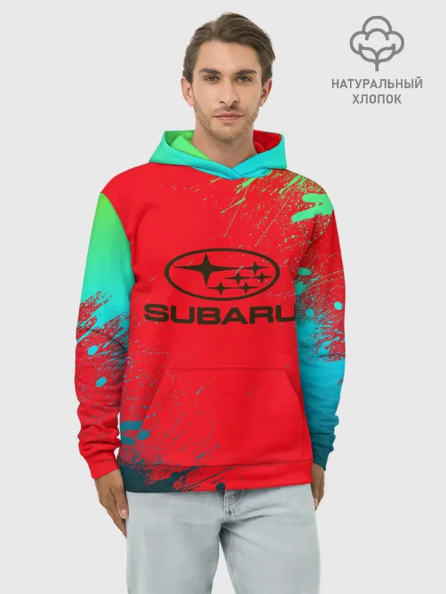 Худи мужской базовый хлопок с принтом «Subaru»