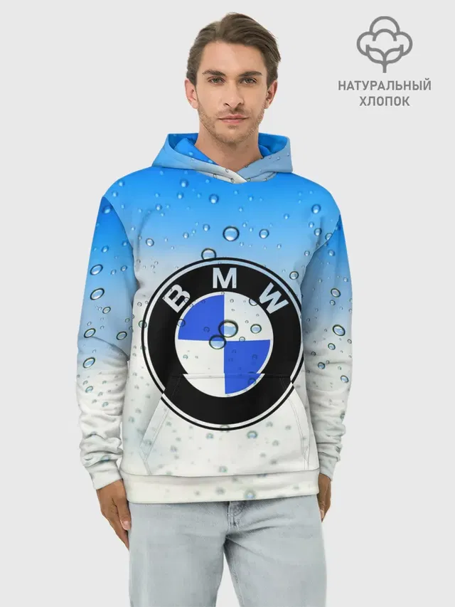 Худи мужской базовый хлопок с принтом «BMW»