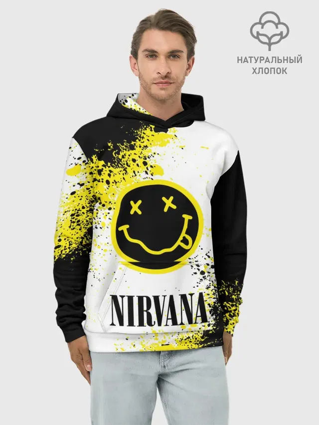 Худи мужской базовый хлопок с принтом «Nirvana»
