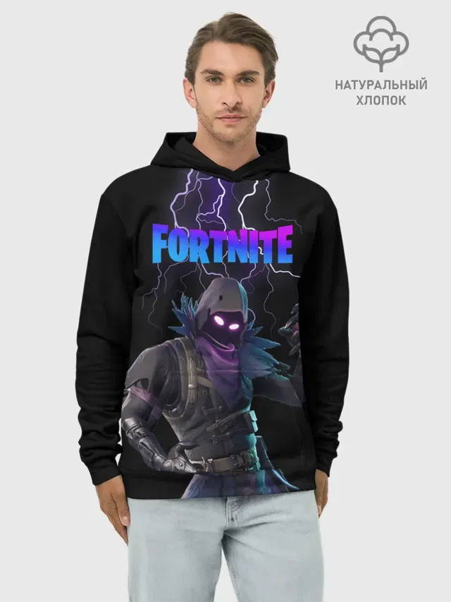 Худи мужской базовый хлопок с принтом «Фортнайт — Raven Fortnite»