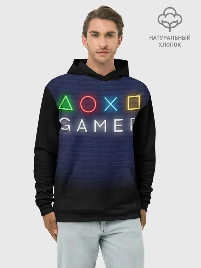 Худи мужской базовый хлопок с принтом «Разные игры — Doxo Gamer»