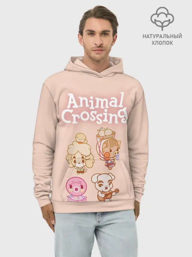 Худи мужской базовый хлопок с принтом «Animal Crossing»