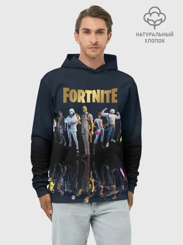 Худи мужской базовый хлопок с принтом «Королевская битва — Fortnite Chapter 2»