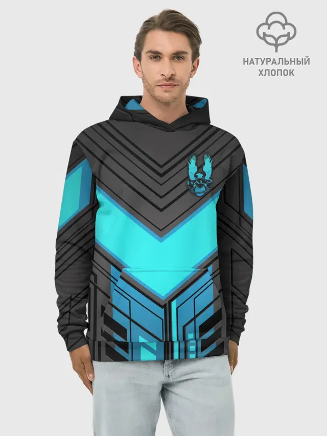 Худи мужской базовый хлопок с принтом «Halo»