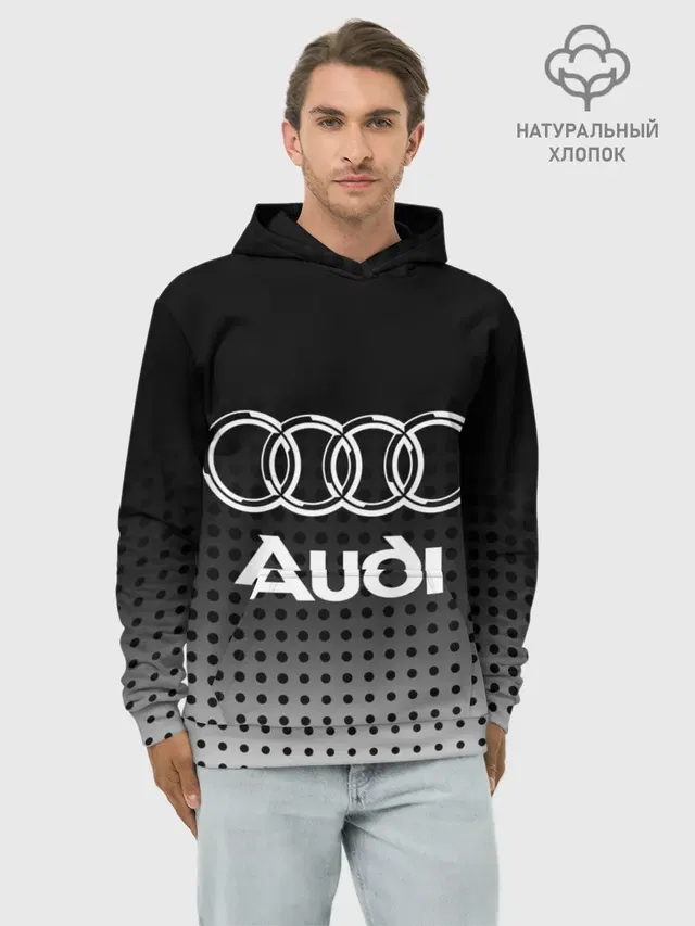 Худи мужской базовый хлопок с принтом «Audi»