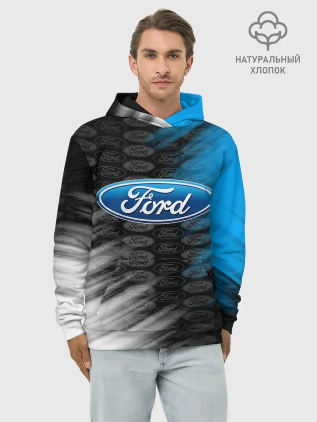 Худи мужской базовый хлопок с принтом «Ford»