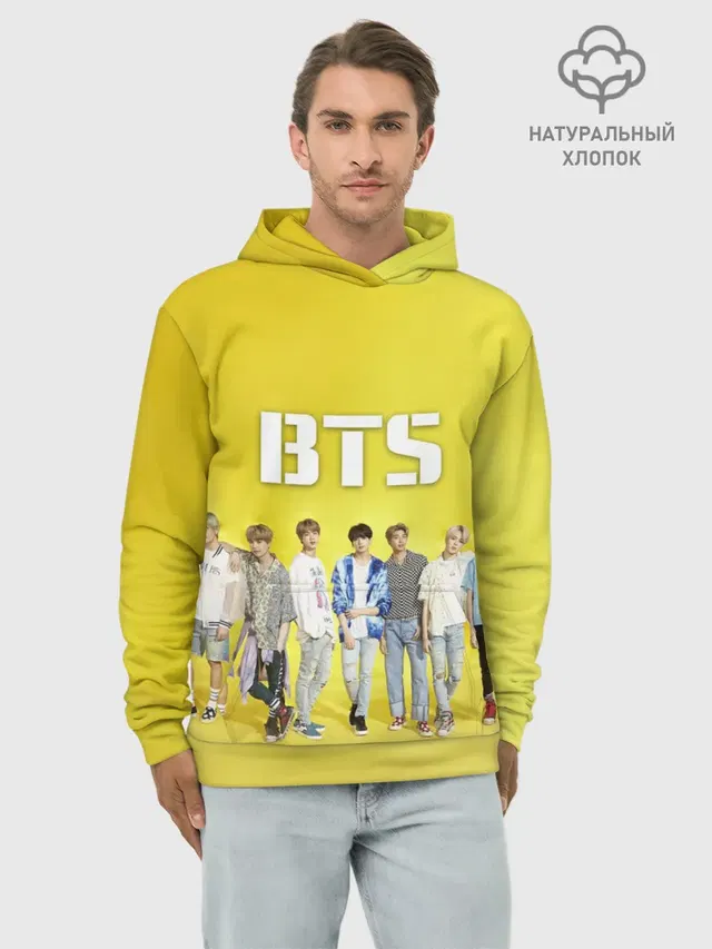 Худи мужской базовый хлопок с принтом «BTS»