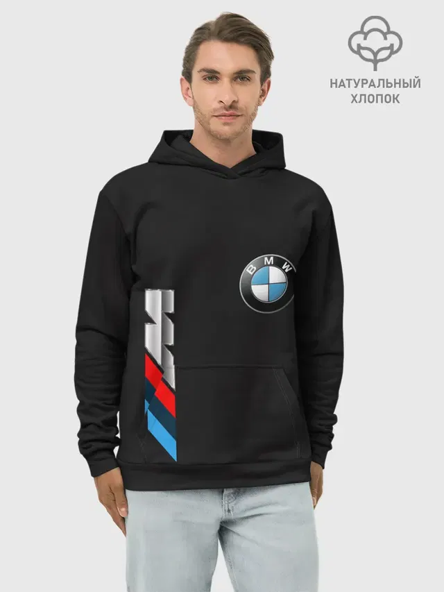 Худи мужской базовый хлопок с принтом «BMW»
