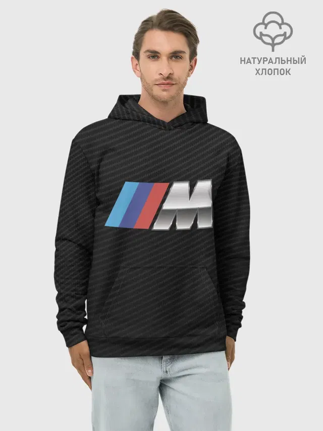 Худи мужской базовый хлопок с принтом «BMW»