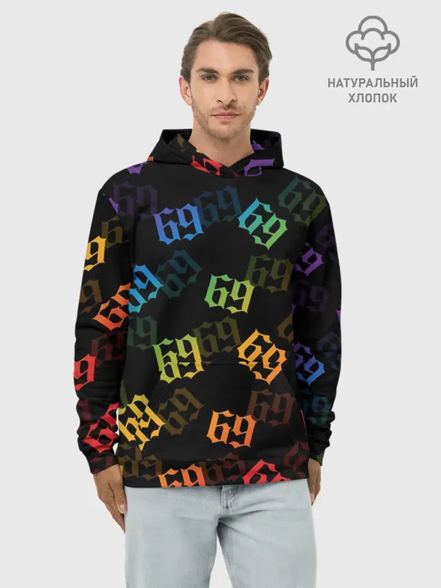 Худи мужской базовый хлопок с принтом «6IX9INE»
