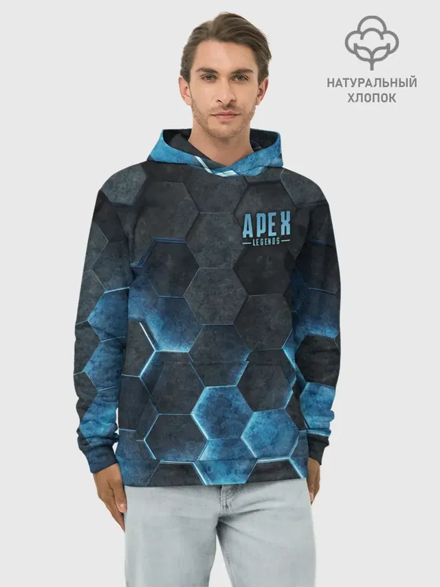 Худи мужской базовый хлопок с принтом «Hexagon»