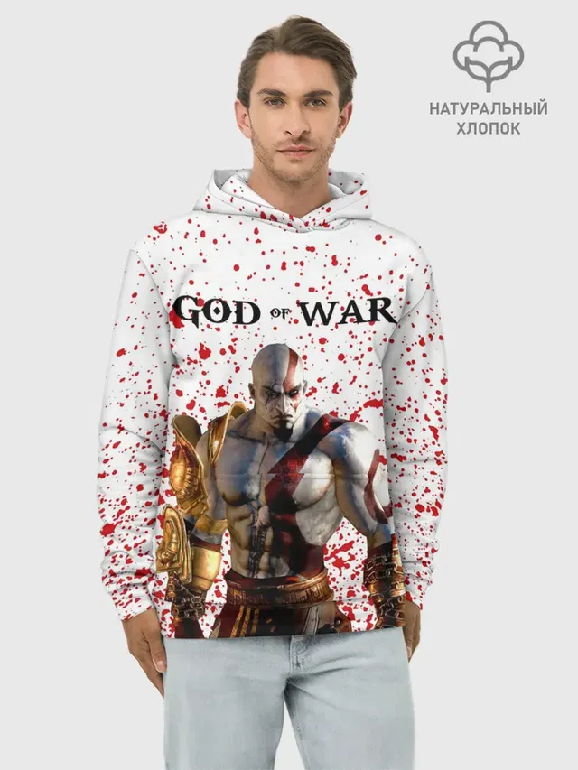 Худи мужской базовый хлопок с принтом «God of war»