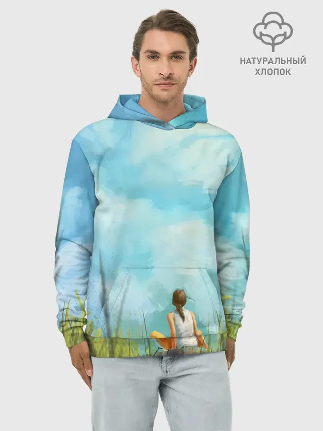 Худи мужской базовый хлопок с принтом «Cloud ART»