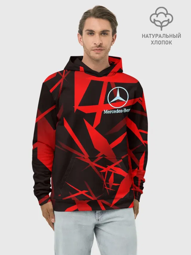 Худи мужской базовый хлопок с принтом «Abstract pattern — Mercedes-Benz»