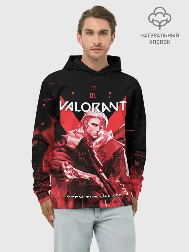 Худи мужской базовый хлопок с принтом «Valorant Sova»