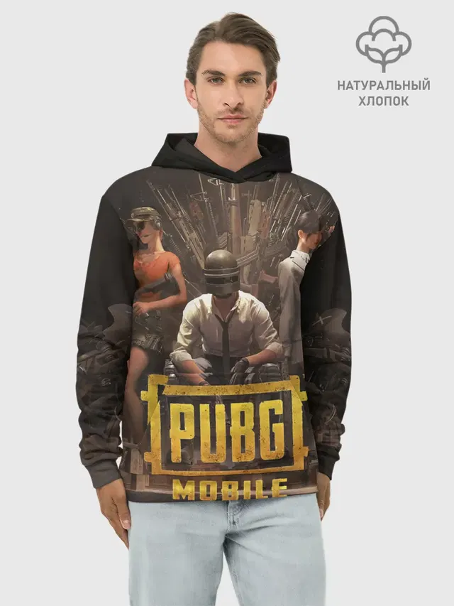 Худи мужской базовый хлопок с принтом «ПАБГ — Pubg Mobile»