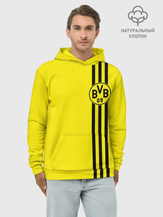 Худи мужской базовый хлопок с принтом «Borussia Боруссия — БОРУССИЯ»