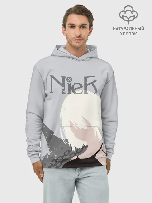 Худи мужской базовый хлопок с принтом «NieR»