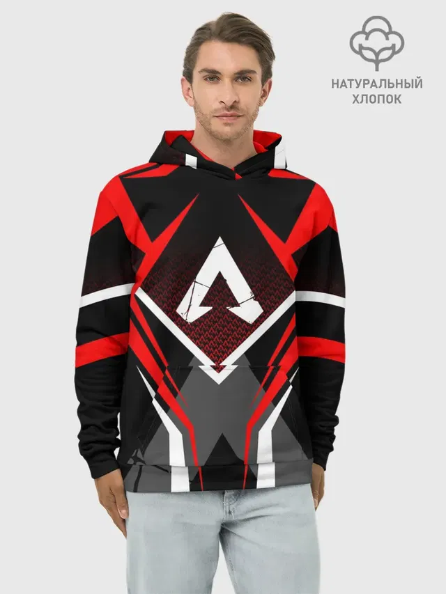 Худи мужской базовый хлопок с принтом «Apex»
