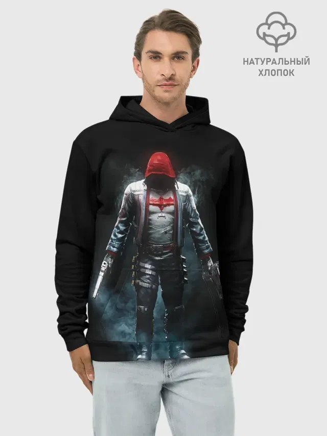 Худи мужской базовый хлопок с принтом «Batman Arkham Knight — Red Hood»