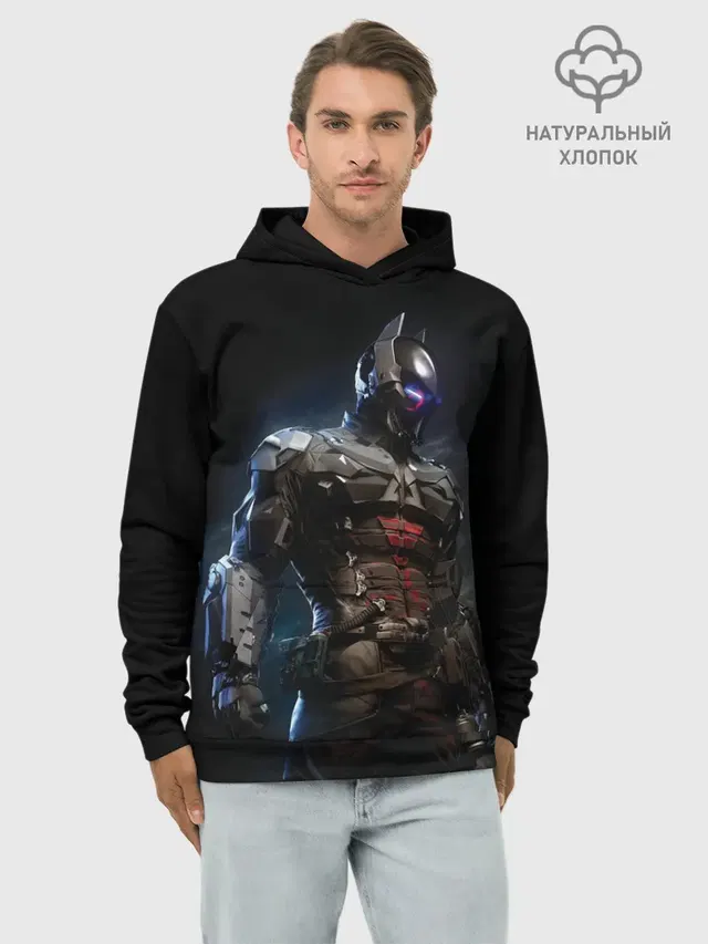 Худи мужской базовый хлопок с принтом «Batman Arkham Knight»