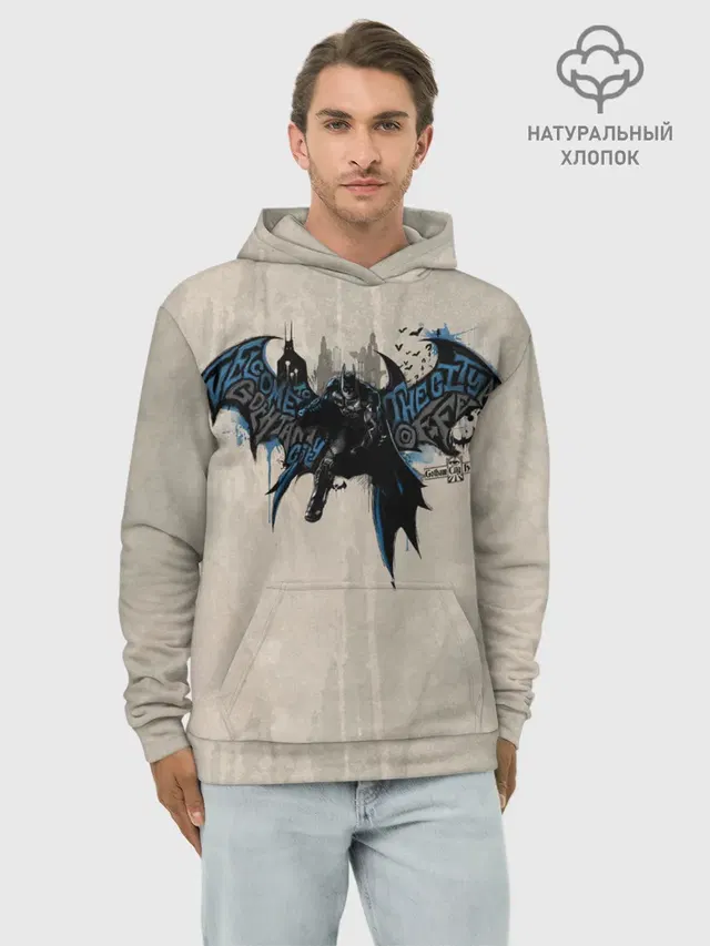 Худи мужской базовый хлопок с принтом «Batman Arkham Knight»